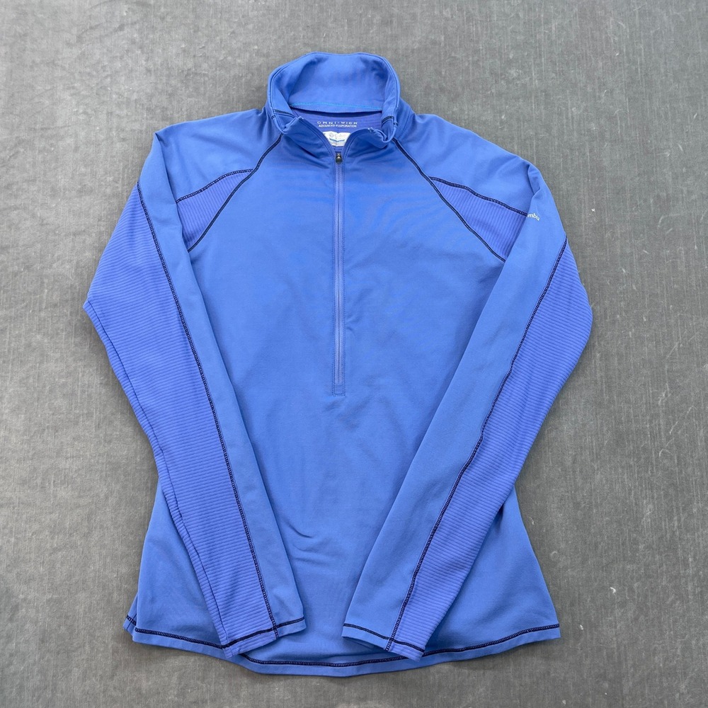 Columbia Womens Medium Blue Quarter Zip Pullover‎ Omni-Wick AL6161 Active Top
